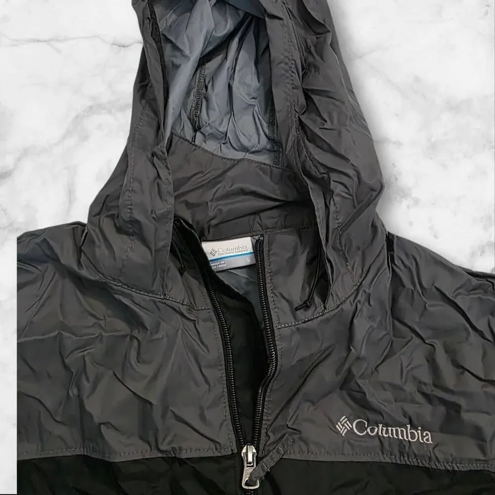 Mens Columbia Large Black & Gray Windbreaker
